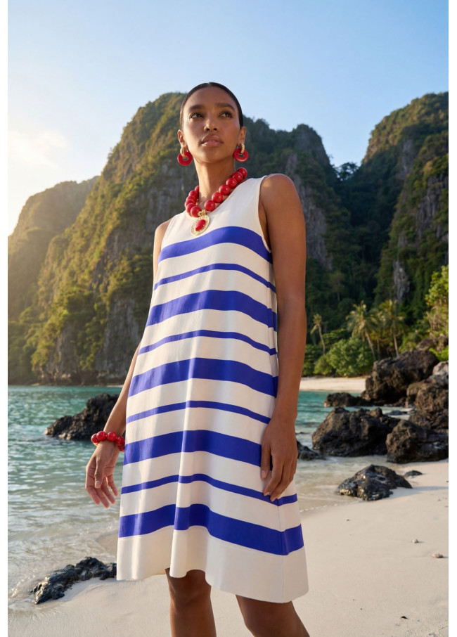 Short Knit Dress with Wide Strap A-Line...