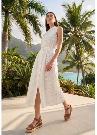 Vestido midi camisero con cinturón