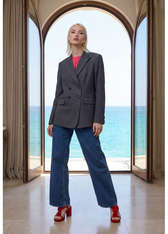 Blazer cruzado com strass