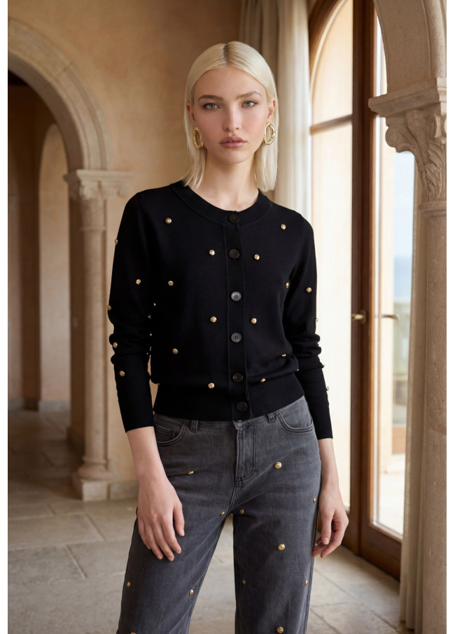 Cardigan con tachas irregulares