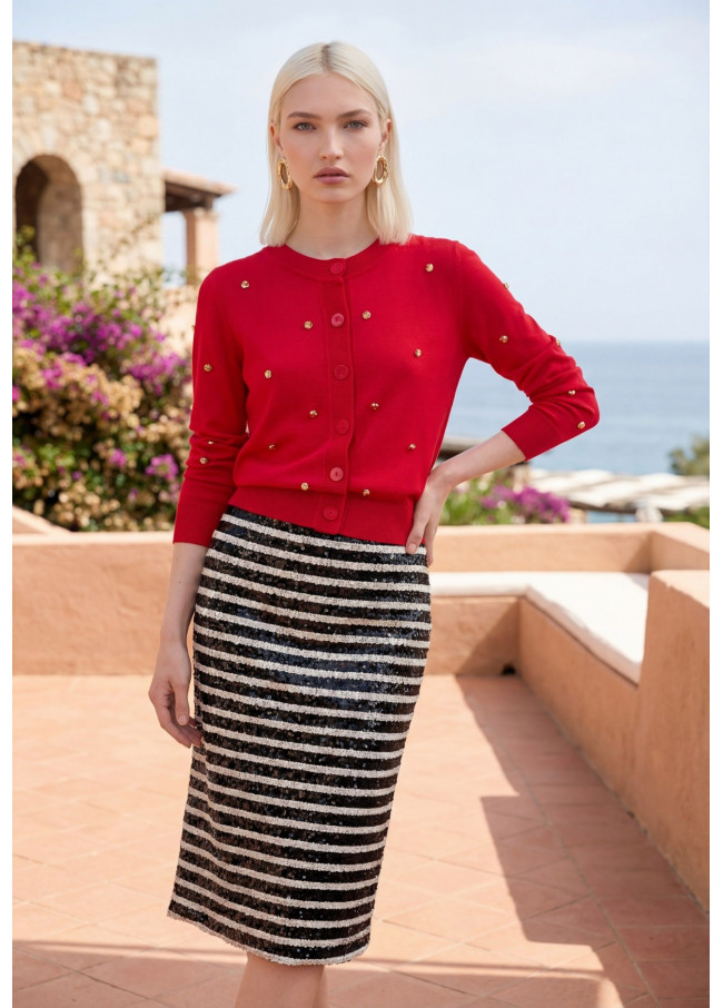 Cardigan mit Unregelmäßigen Nieten