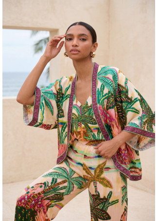 Kimono stampato palme multicolore