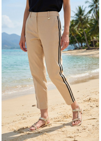 Pantalon droit avec bandes latérales rayées