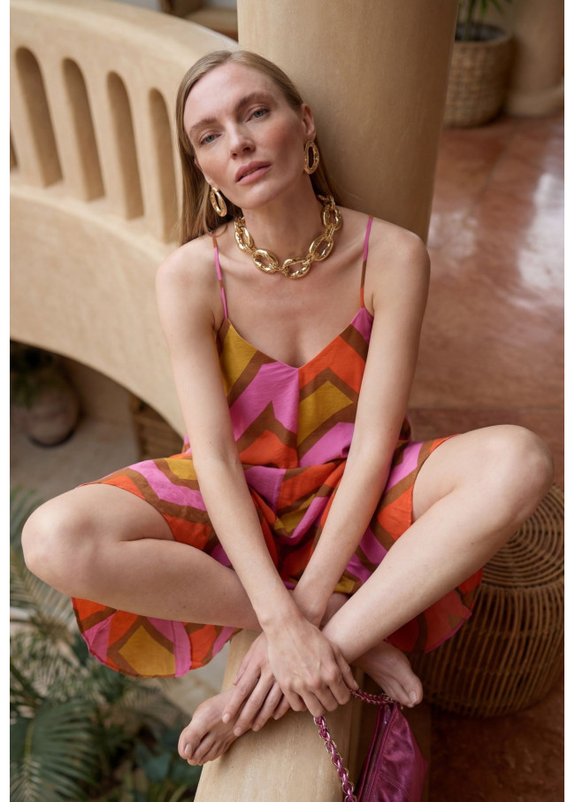 Strappy V-Neck Logo Dress