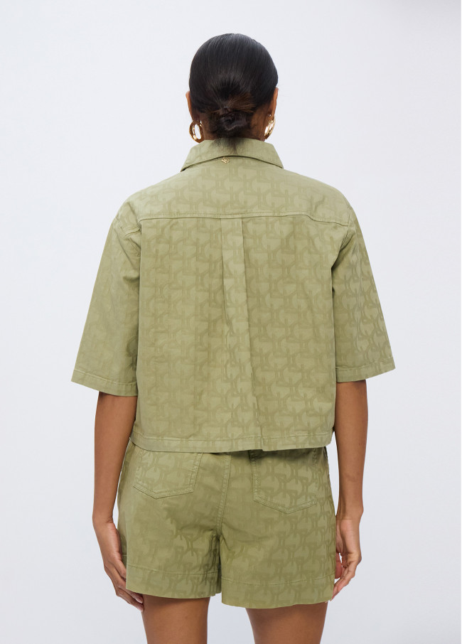 Sobrecamisa manga corta jacquard