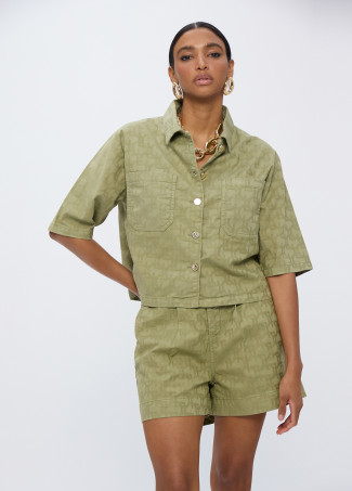 Sobrecamisa manga corta jacquard