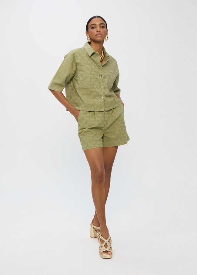 Bermuda in Sarga con Logo Jacquard