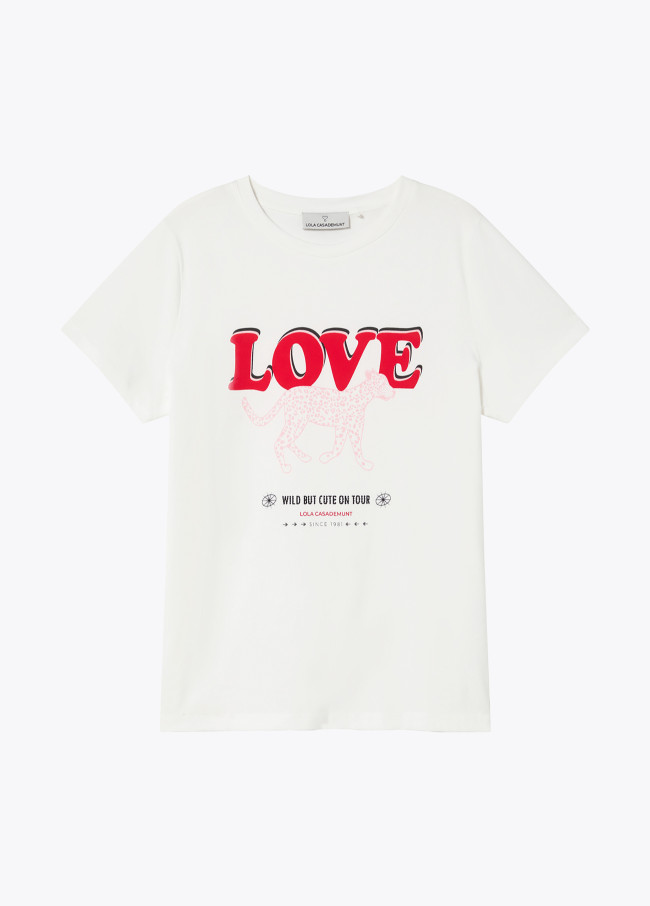 T-shirt stampa leopardo LOVE
