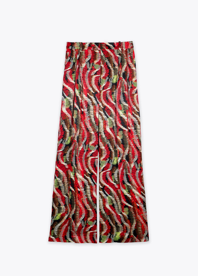 Pantalon satiné large imprimé