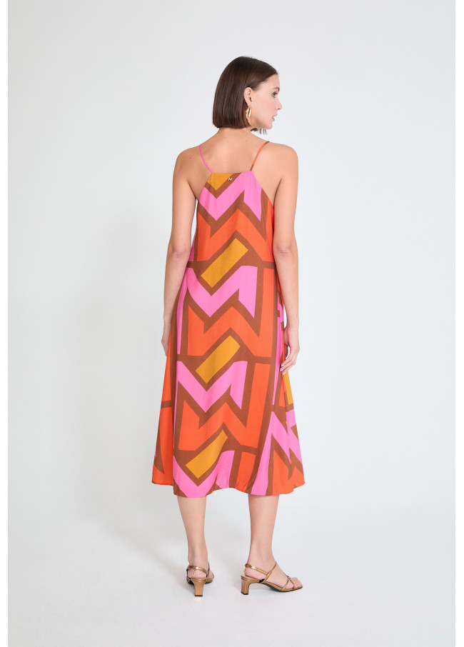 Strappy V-Neck Logo Dress