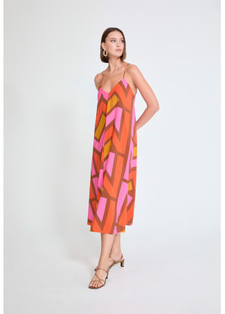 Strappy V-Neck Logo Dress