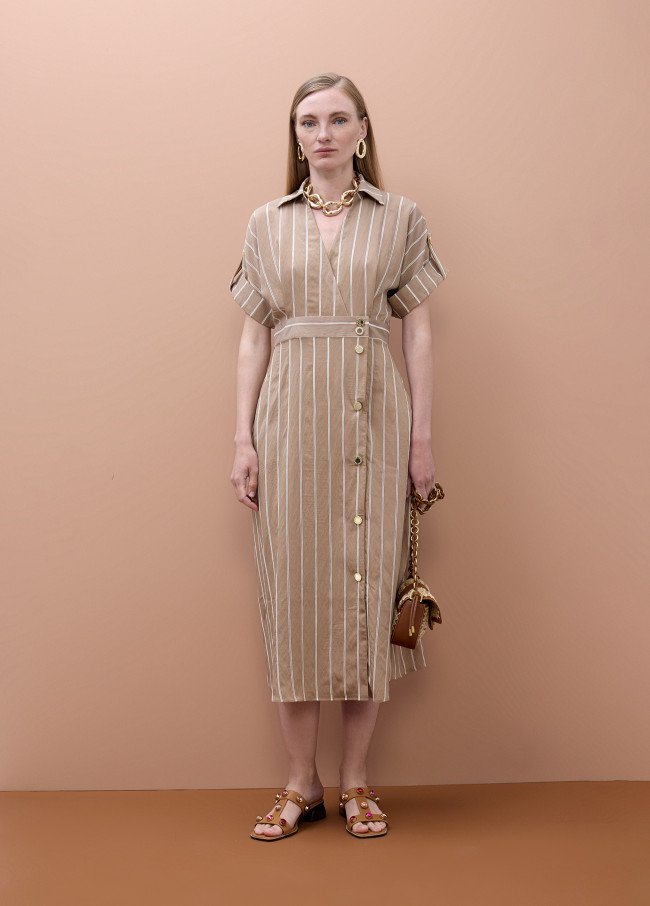 Robe chemise à manches courtes et rayures