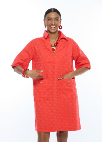 Vestido sarga logo jacquard LC