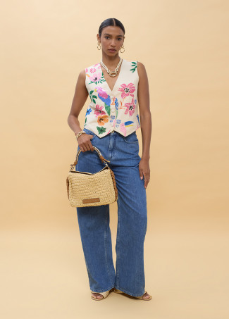 Pantaloni Wideleg M ricamati tasca