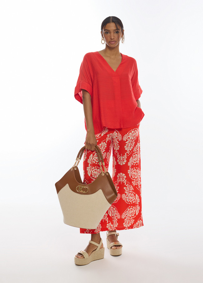 Culotte fluida stampata paisley