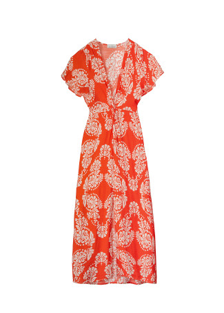 Vestido escote pico paisley