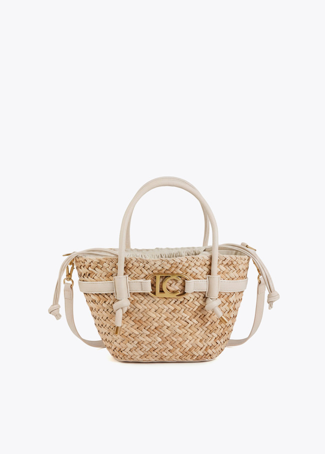 Mini panier avec poignées et détails effet cuir