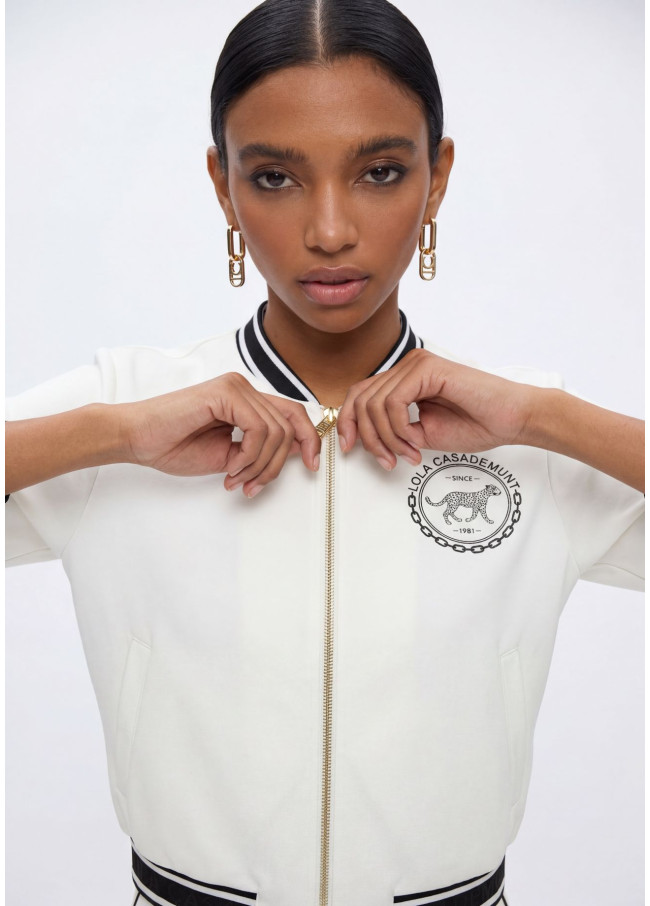 Blouson Scuba avec Détail de Ruban et Imprimé...