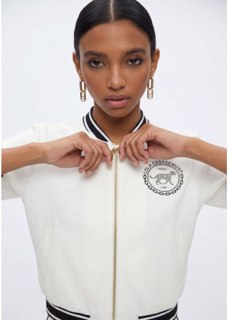 Blouson Scuba avec Détail de Ruban et Imprimé au Dos