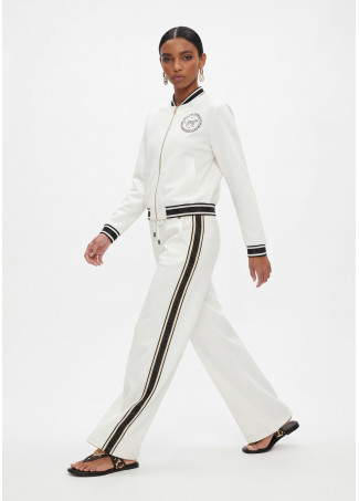 Blouson Scuba avec Détail de Ruban et Imprimé au Dos