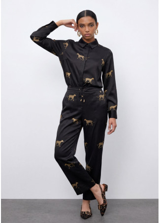 Jogger satinado print leopardo