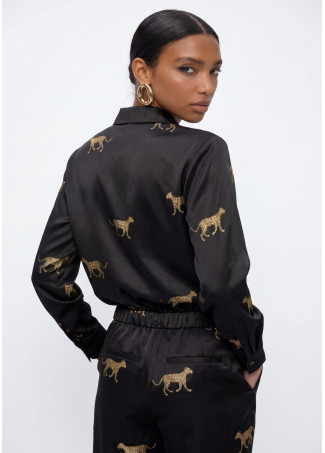 Jogger in Raso Stampa Leopardo