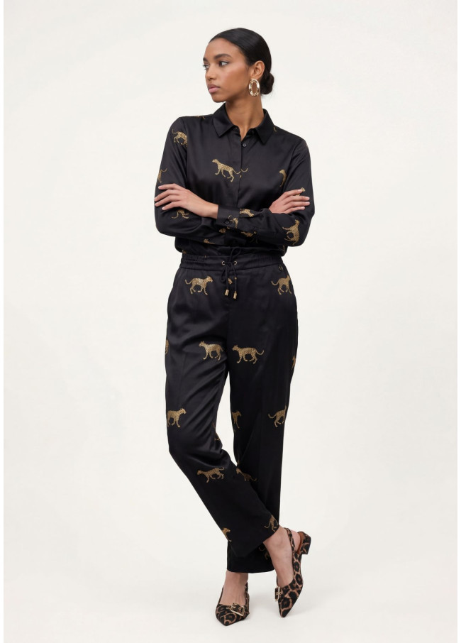 Satin Jogger mit Leopardenmuster
