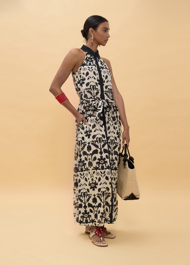 Vestido estampado flores a contraste