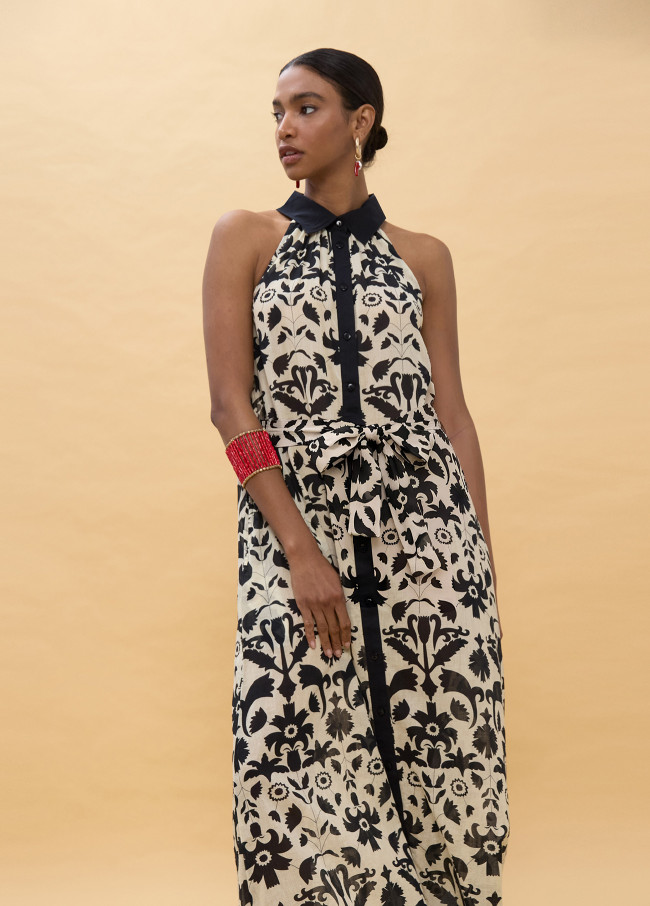 Contrast Floral Print Dress