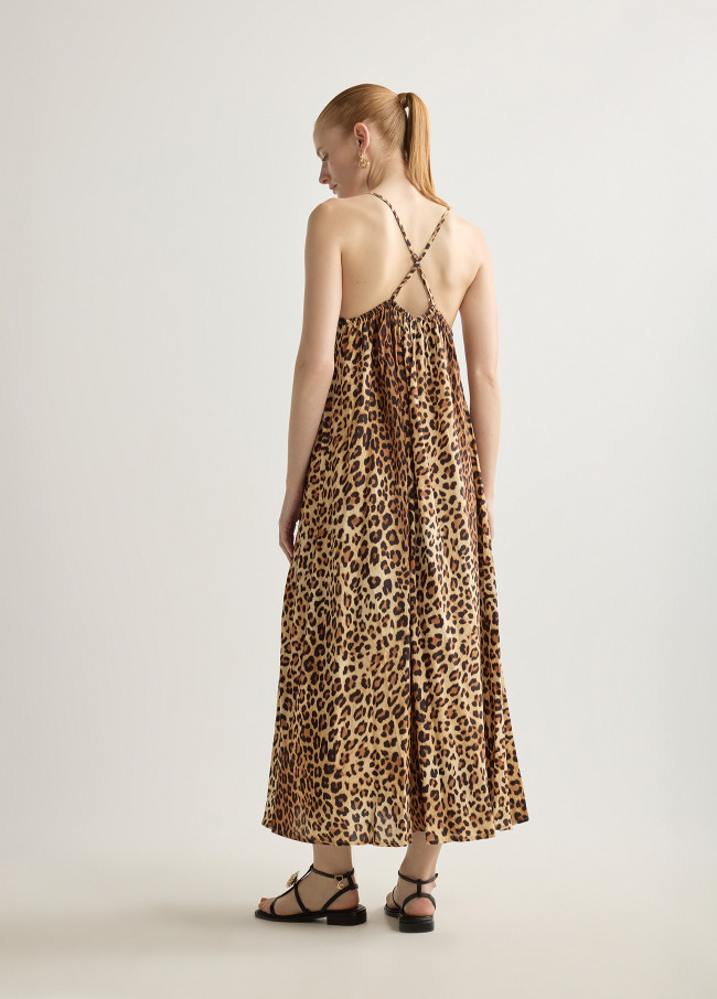 Robe Longue à Bretelles Imprimé Animal