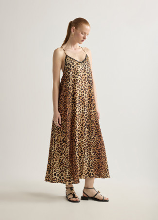 Robe Longue à Bretelles Imprimé Animal