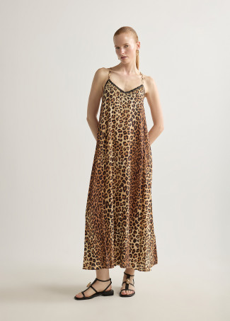 Robe Longue à Bretelles Imprimé Animal