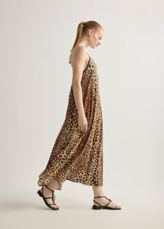 Robe Longue à Bretelles Imprimé Animal