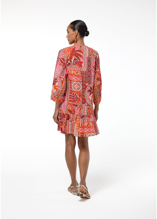 Vestido print tropical multicolor