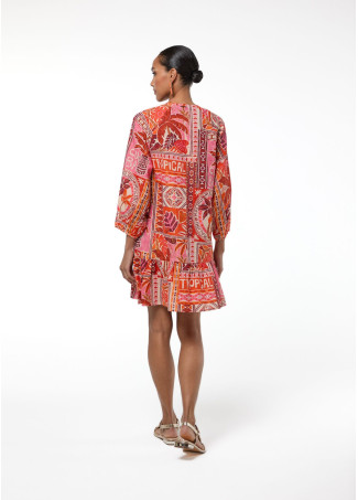 Multicolor Tropical Print Dress