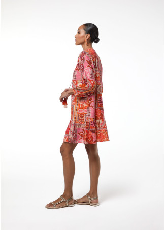 Vestido print tropical multicolor