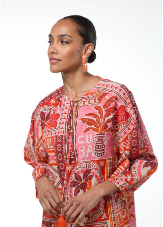 Multicolor Tropical Print Dress