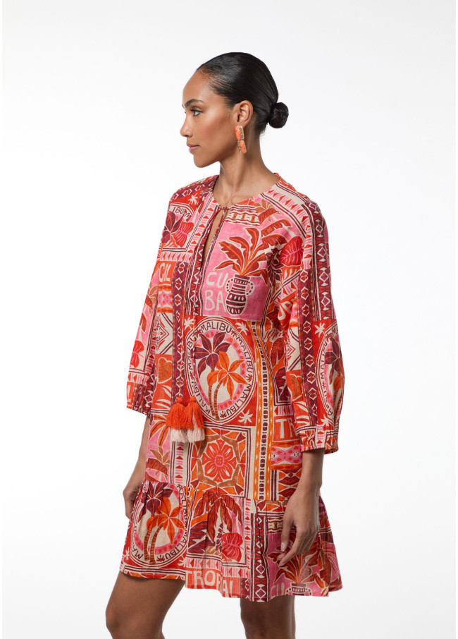 Multicolor Tropical Print Dress