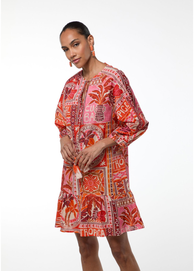Multicolor Tropical Print Dress