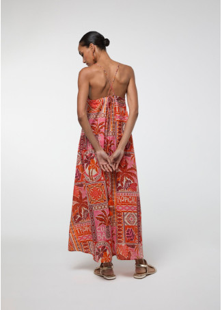Vestido largo print multicolor