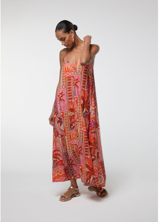 Vestido largo print multicolor