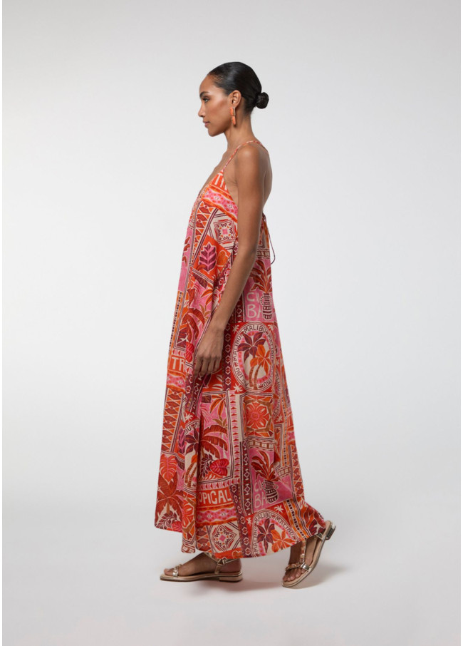 Vestido largo print multicolor