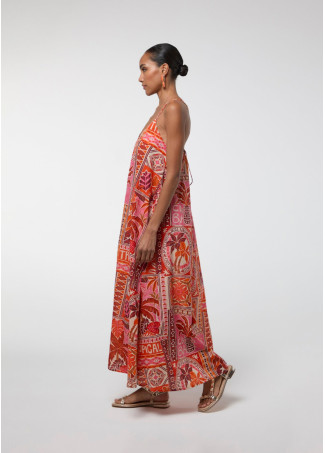 Vestido longo estampa multicolorida