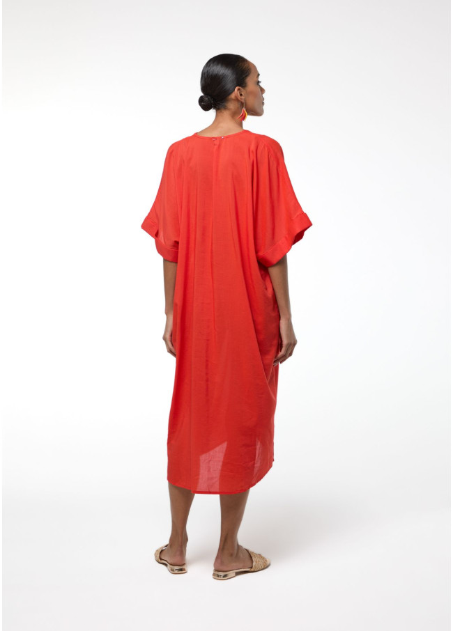 Vestido midi anudado lino
