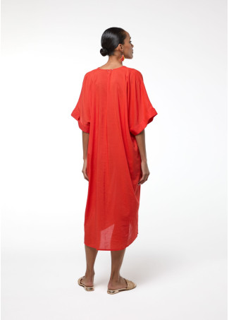 Vestido midi anudado lino