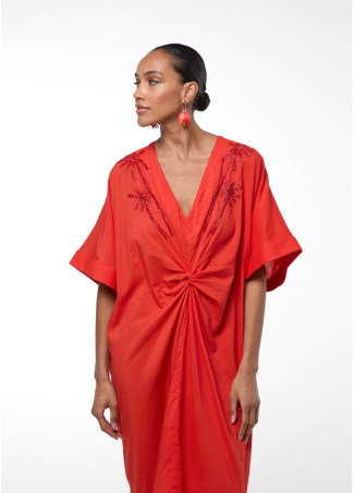 Vestido midi anudado lino