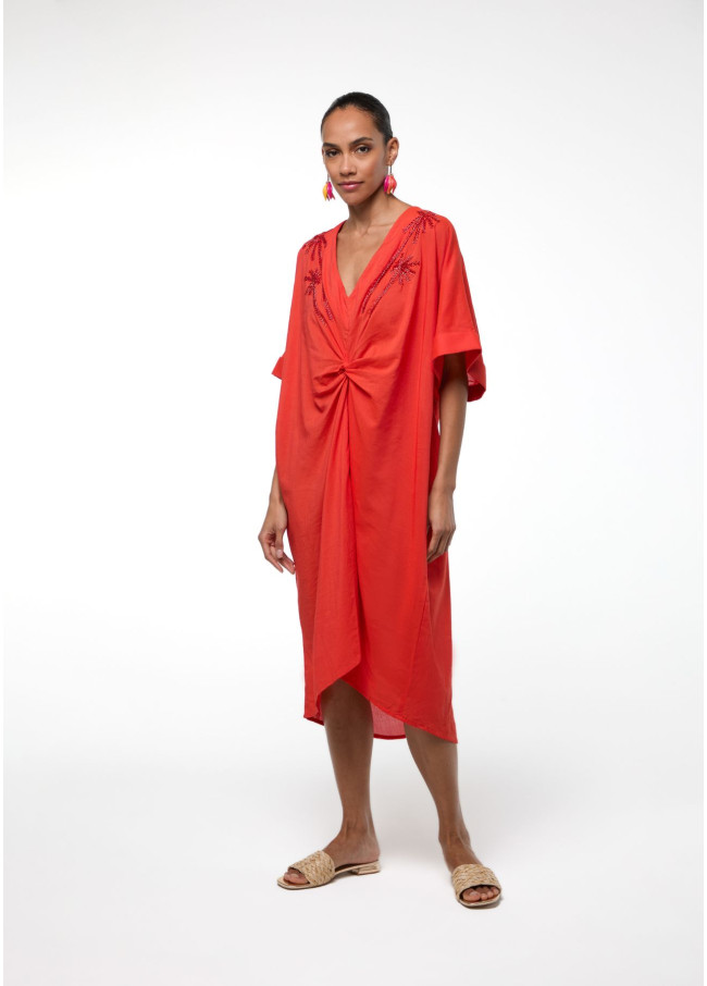 Vestido midi anudado lino