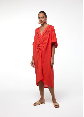 Vestido midi anudado lino