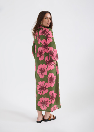 Vestido estampado floral manga longa