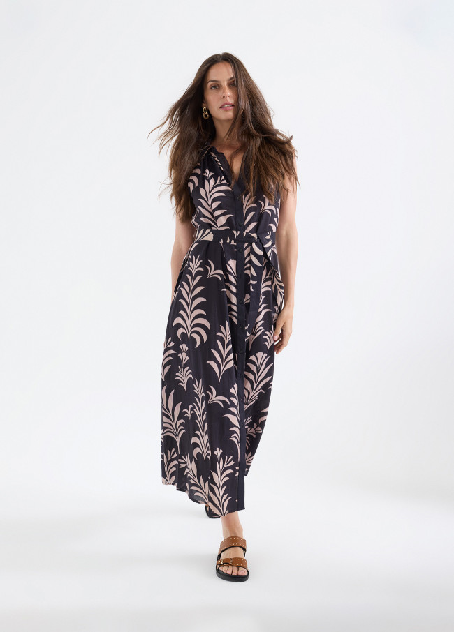 Vestido midi bicolor